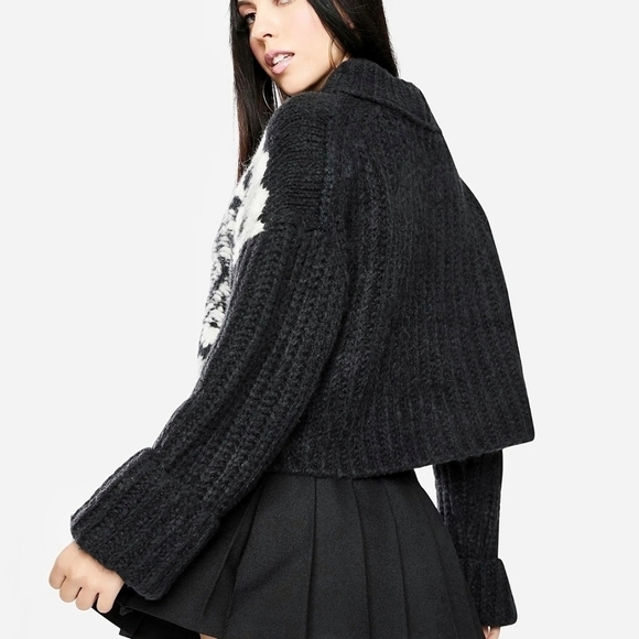 NEW Free People |‎ Crop Cable Knit, Onyx, L - Picture 2 of 8